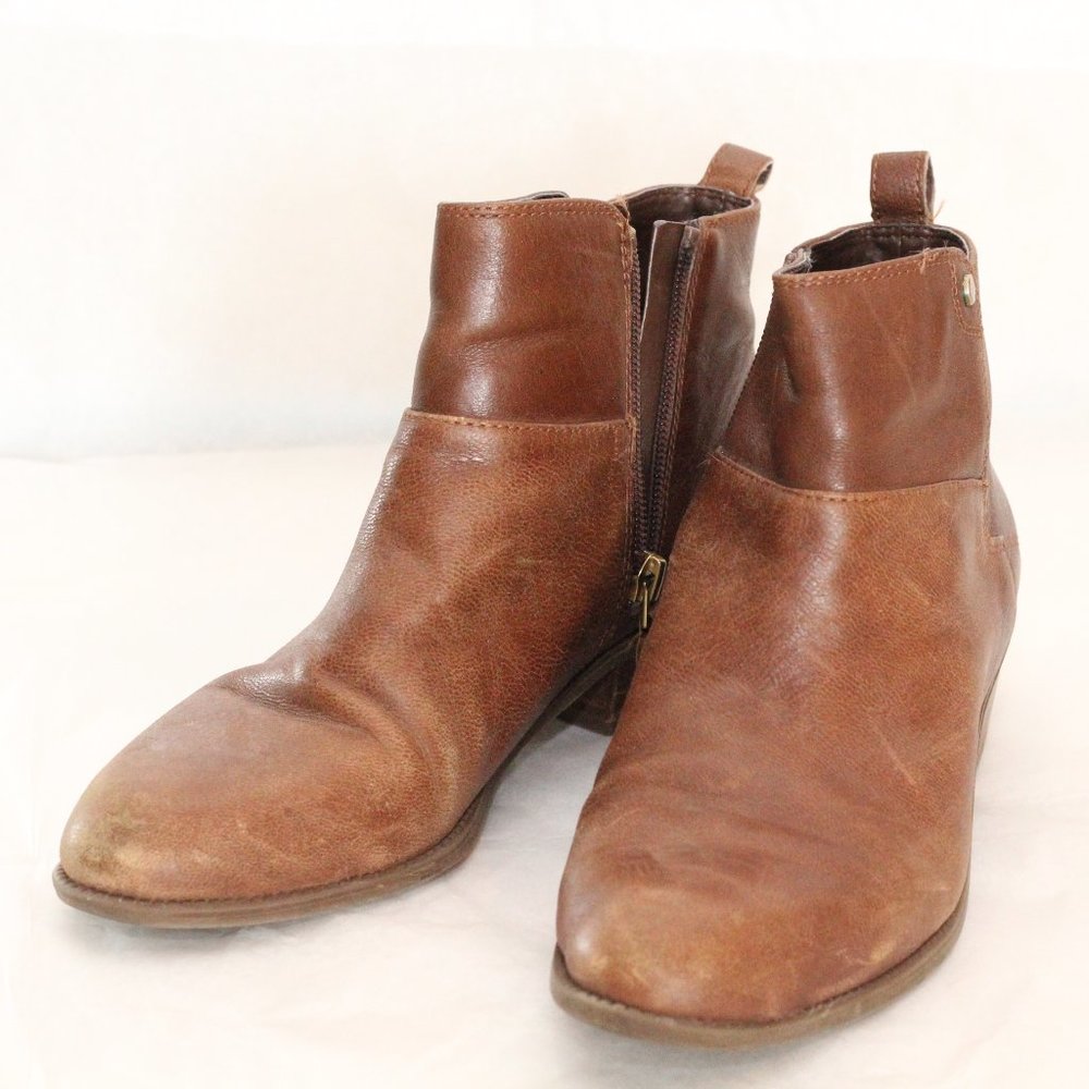 Franco Sarto Brown Leather Ankle Boots